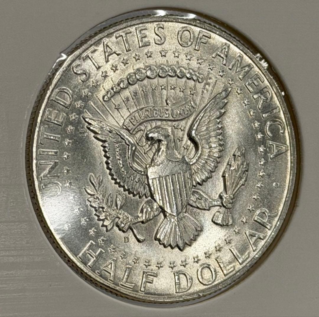 1964年ケネディハーフダラー銀貨（ミントマークＤ）ハイグレード