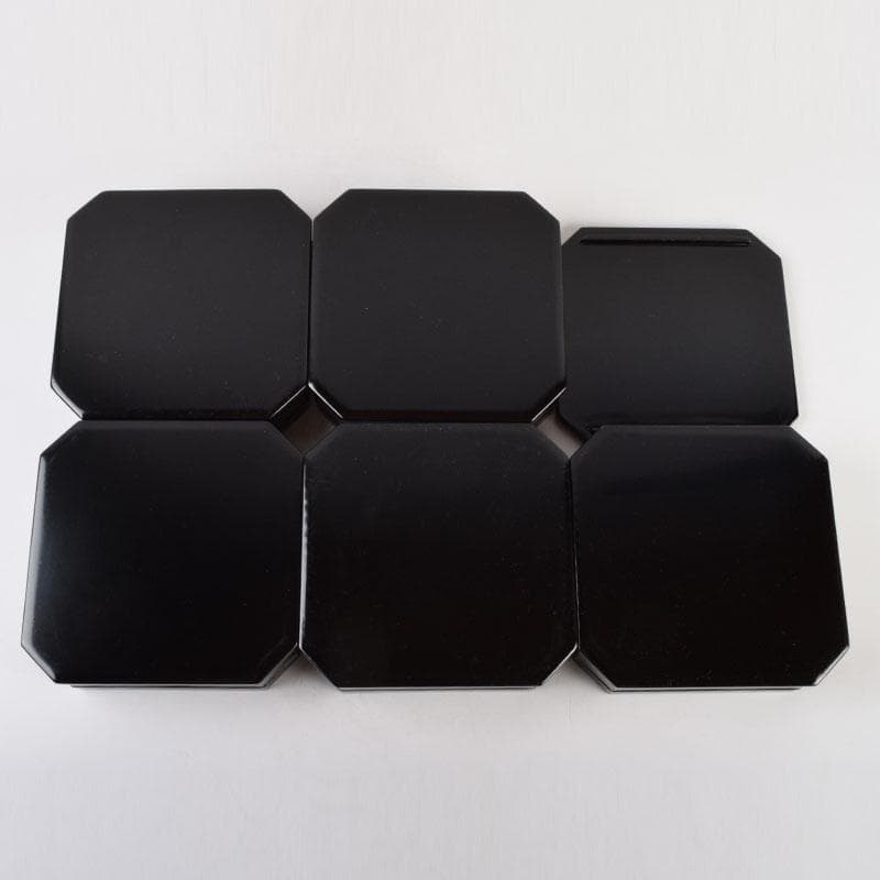 めるり 　塗師　海田宗恵造　真塗　縁高重　五段重　共箱　V　8789A