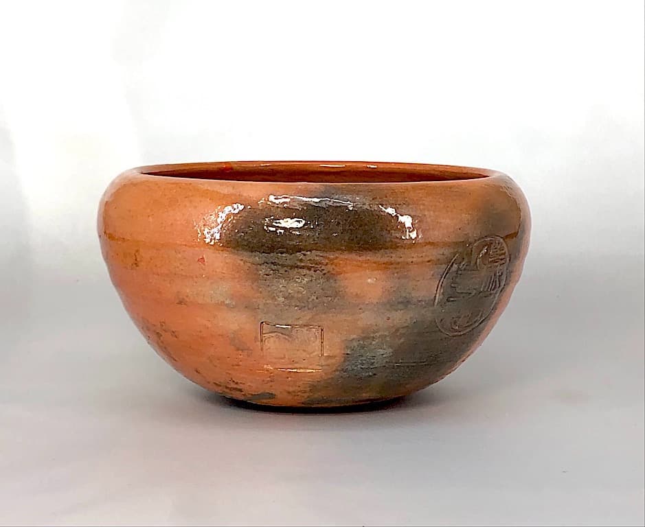 京焼・清水焼　洛東(宮川)香斎 作　赤楽　菓子盂　無傷　共箱　保証。