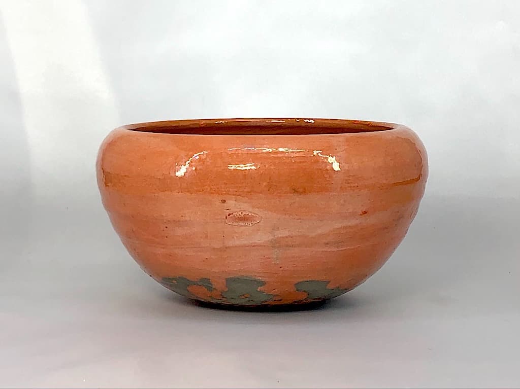 京焼・清水焼　洛東(宮川)香斎 作　赤楽　菓子盂　無傷　共箱　保証。