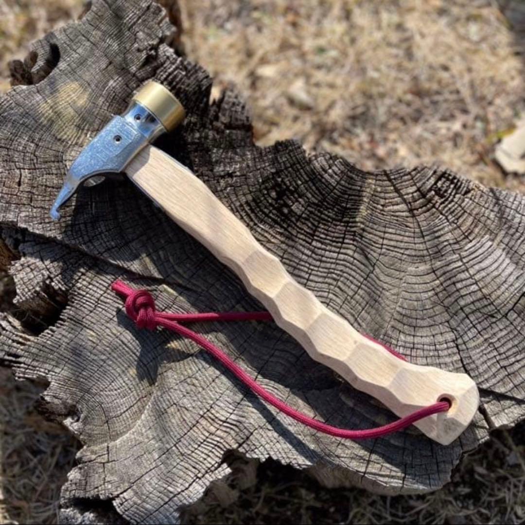 村の鍛冶屋 クロームメッキ 真鍮 ペグハンマー 名栗加工 無骨 キャンプ