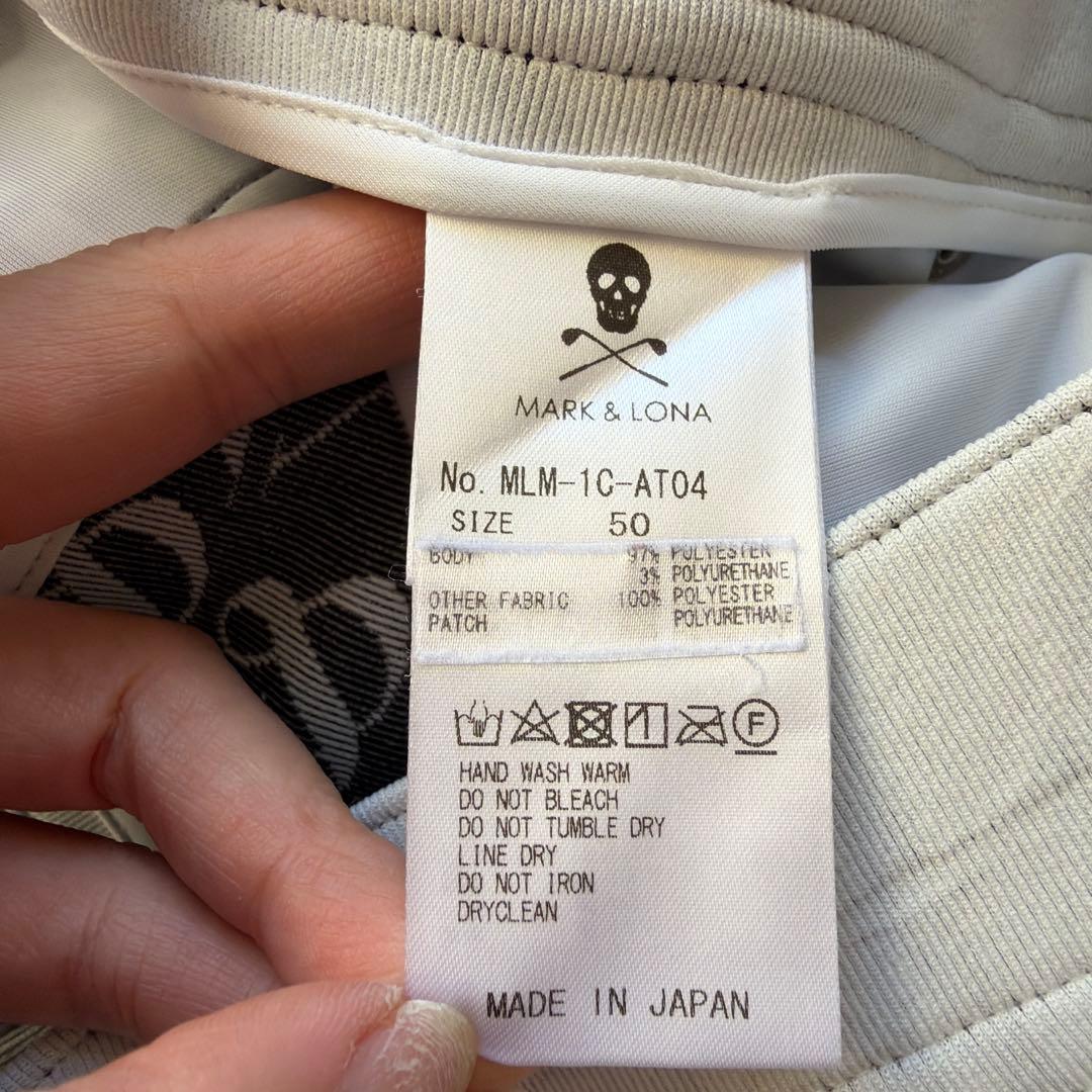 MARK&LONA マークアンドロナ ストレッチ パンツ ロゴ総柄グレー50