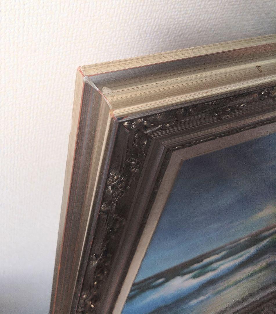 《値下げOK》真作 千葉弘道「朝やけの海」油彩 F20号 大型肉筆画 額装