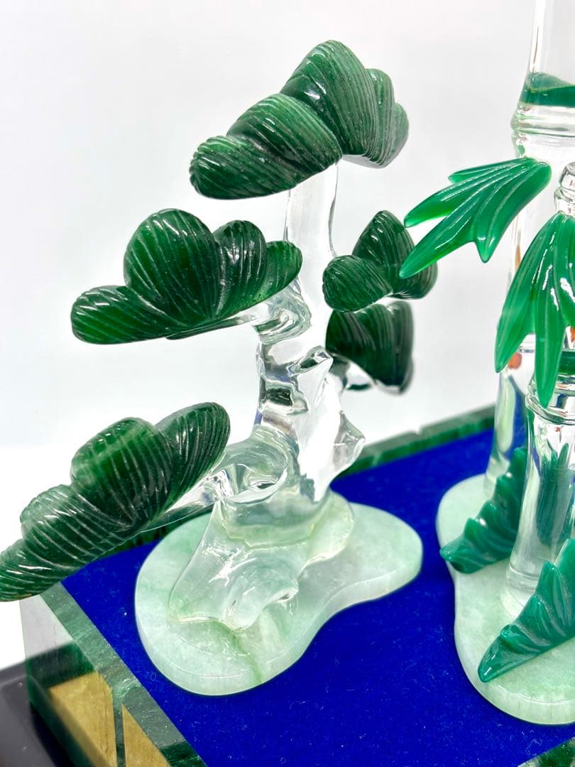 #伝統工芸士　保山作　『松竹梅』 天然石細工 置物