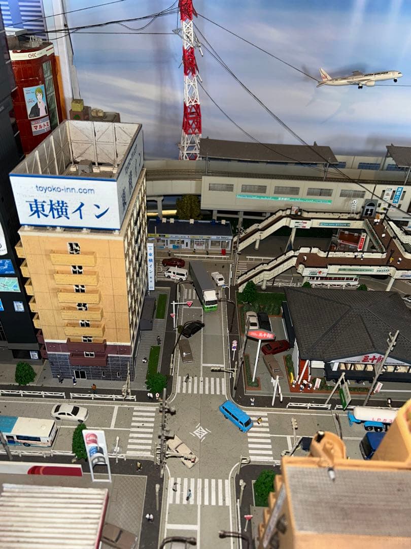 都市風景模型 ジオラマ　　ゴジラ　鉄道　Nゲージ
