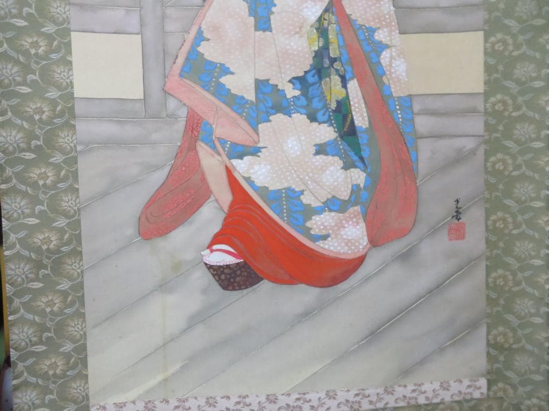 ◆　光春　「舞妓」　絹本　日本画　掛軸　◆