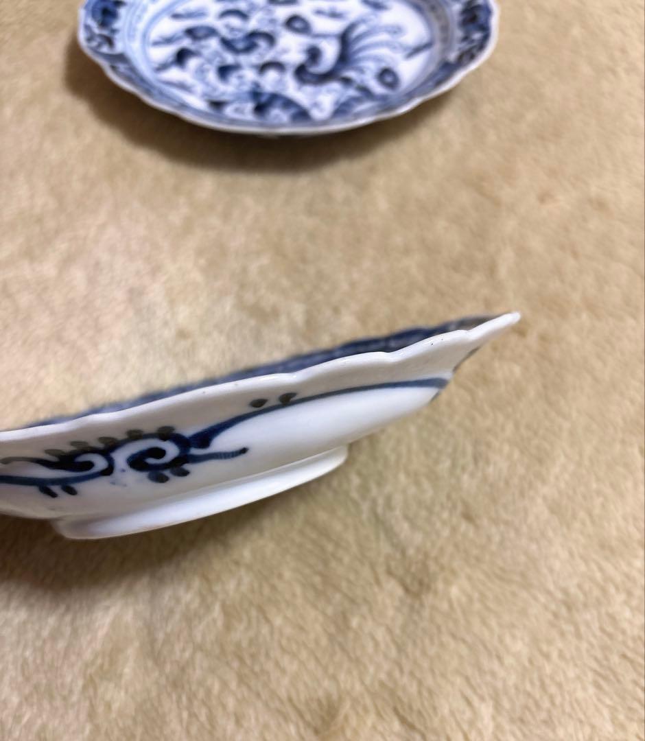 古伊万里楕円皿　花びら縁・北欧風デザイン・銘々皿　5枚セット