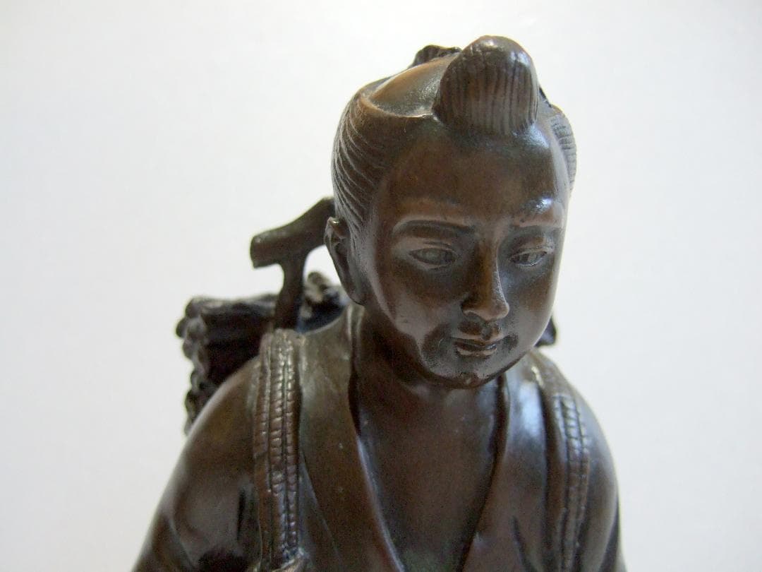 m*す様 二宮金次郎像 銅像 ブロンズ彫刻 置物 銅製 二宮尊徳 / オブジェ