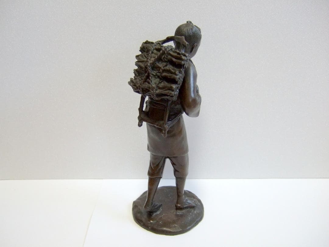 m*す様 二宮金次郎像 銅像 ブロンズ彫刻 置物 銅製 二宮尊徳 / オブジェ