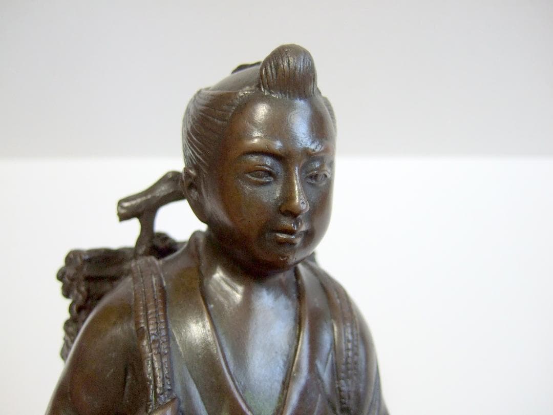 m*す様 二宮金次郎像 銅像 ブロンズ彫刻 置物 銅製 二宮尊徳 / オブジェ