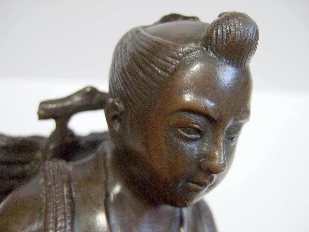 m*す様 二宮金次郎像 銅像 ブロンズ彫刻 置物 銅製 二宮尊徳 / オブジェ