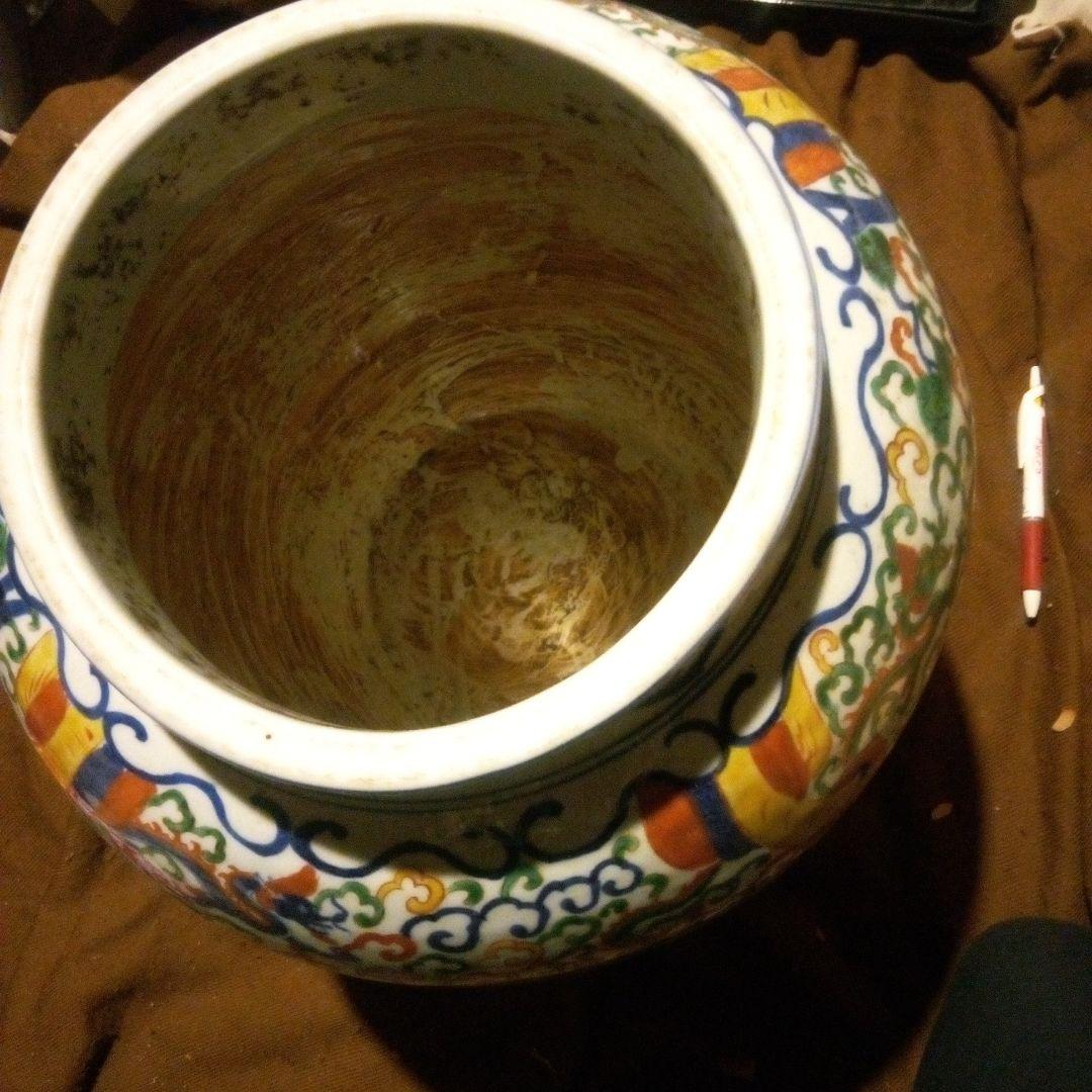 中国陶磁器　萬歴赤絵　大壺