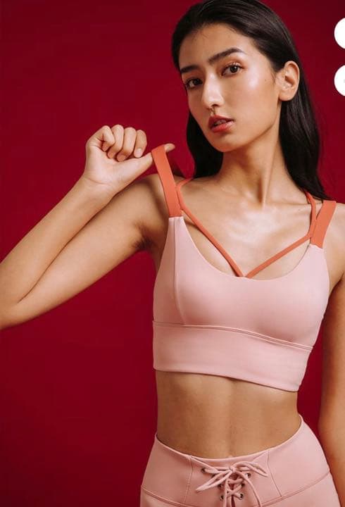 ヨガ　ヒップアップ　ハイウエストレギンス　配色スポーツブラ 防振