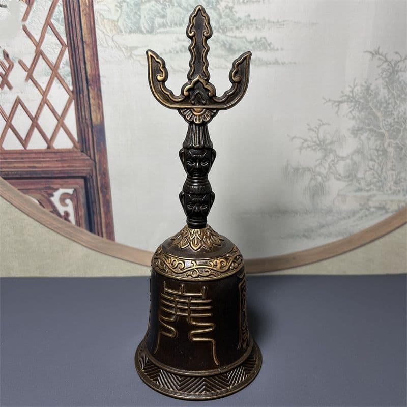 銅器 仏教法器 天蓬帝鐘 天蓬鈴 三清鈴 三叉金剛鈴 手振り鈴 銅鈴工芸品 置物