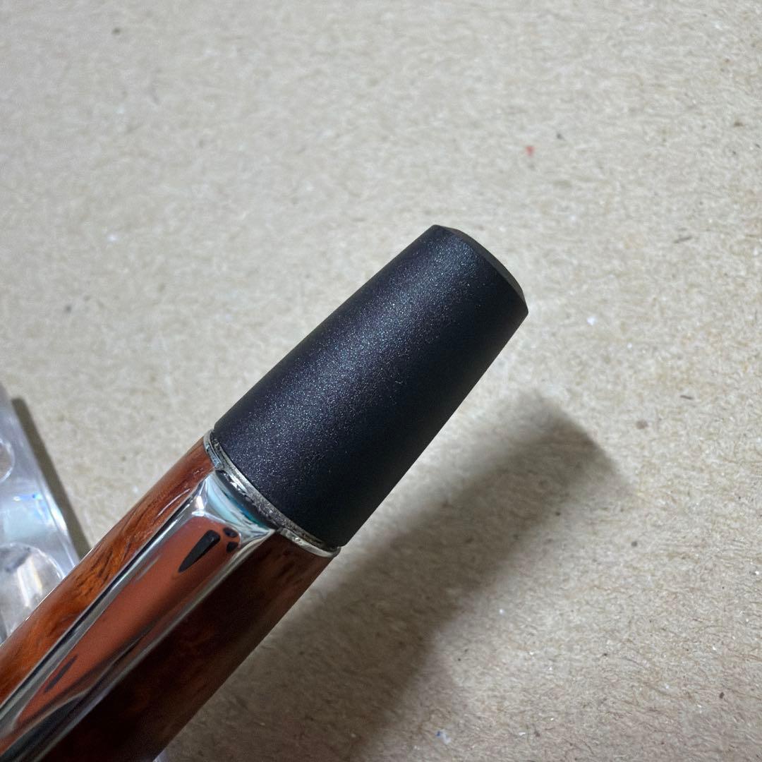 野原工芸 花梨トラ杢 ロータリー ボールペン 回転式 木軸 シルバー金具