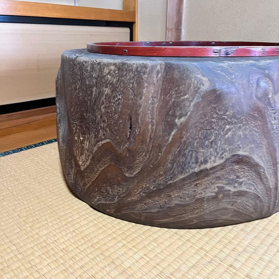 ヴィンテージ　希少　丸太くり抜き　大火鉢　古道具