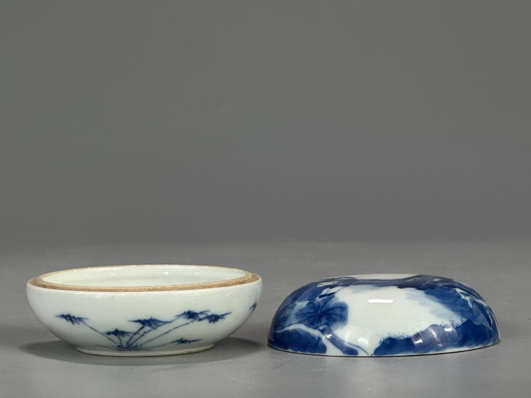 中国美術　清時代　清朝　青花人物画香合　蓋物　唐物　古物保証　時代物　香道具