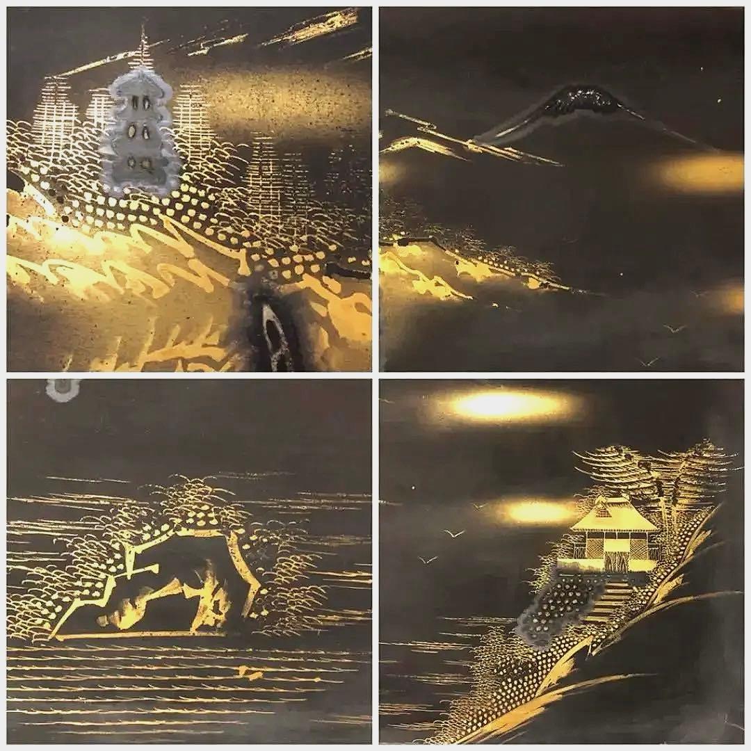 九谷焼 壁掛け 陶器 置物 縁起物 金彩富士山 在銘