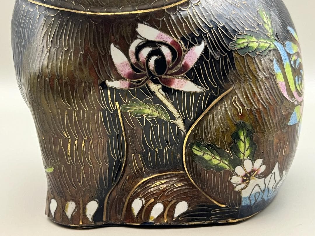 【海】七宝銅胎琺瑯　可愛子犬　古銅 時代品 骨董品　中国美術品