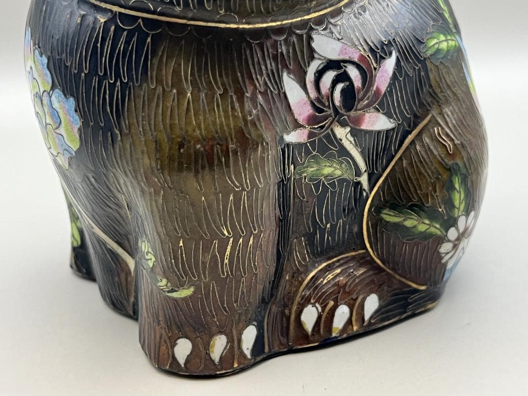 【海】七宝銅胎琺瑯　可愛子犬　古銅 時代品 骨董品　中国美術品