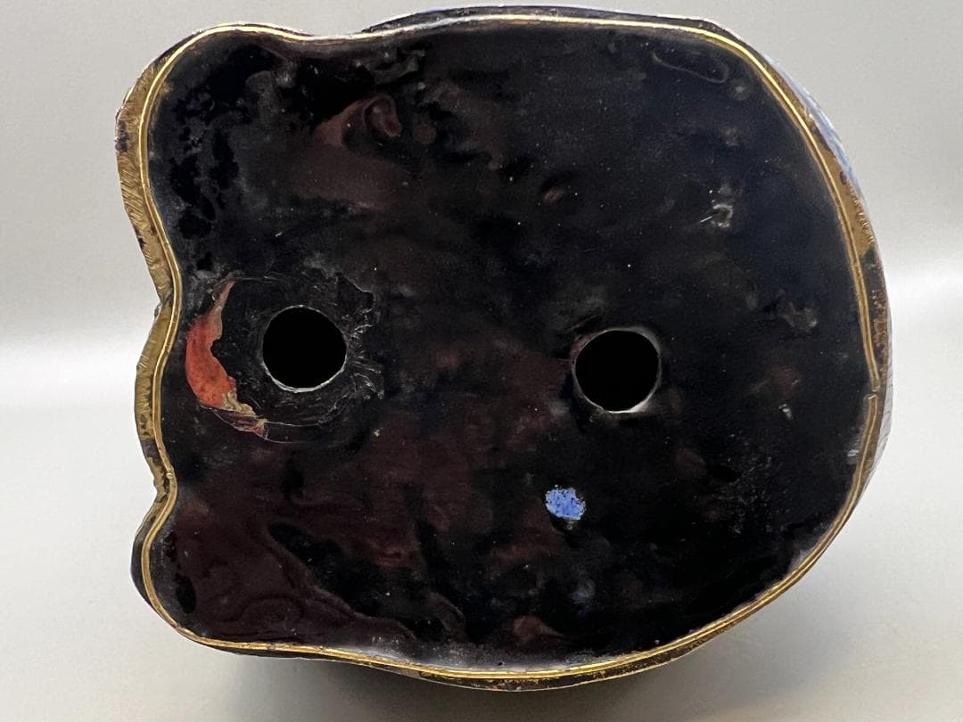 【海】七宝銅胎琺瑯　可愛子犬　古銅 時代品 骨董品　中国美術品