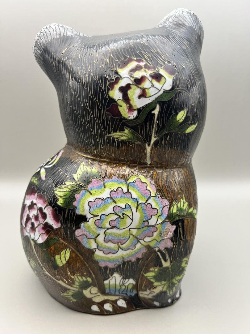 【海】七宝銅胎琺瑯　可愛子犬　古銅 時代品 骨董品　中国美術品