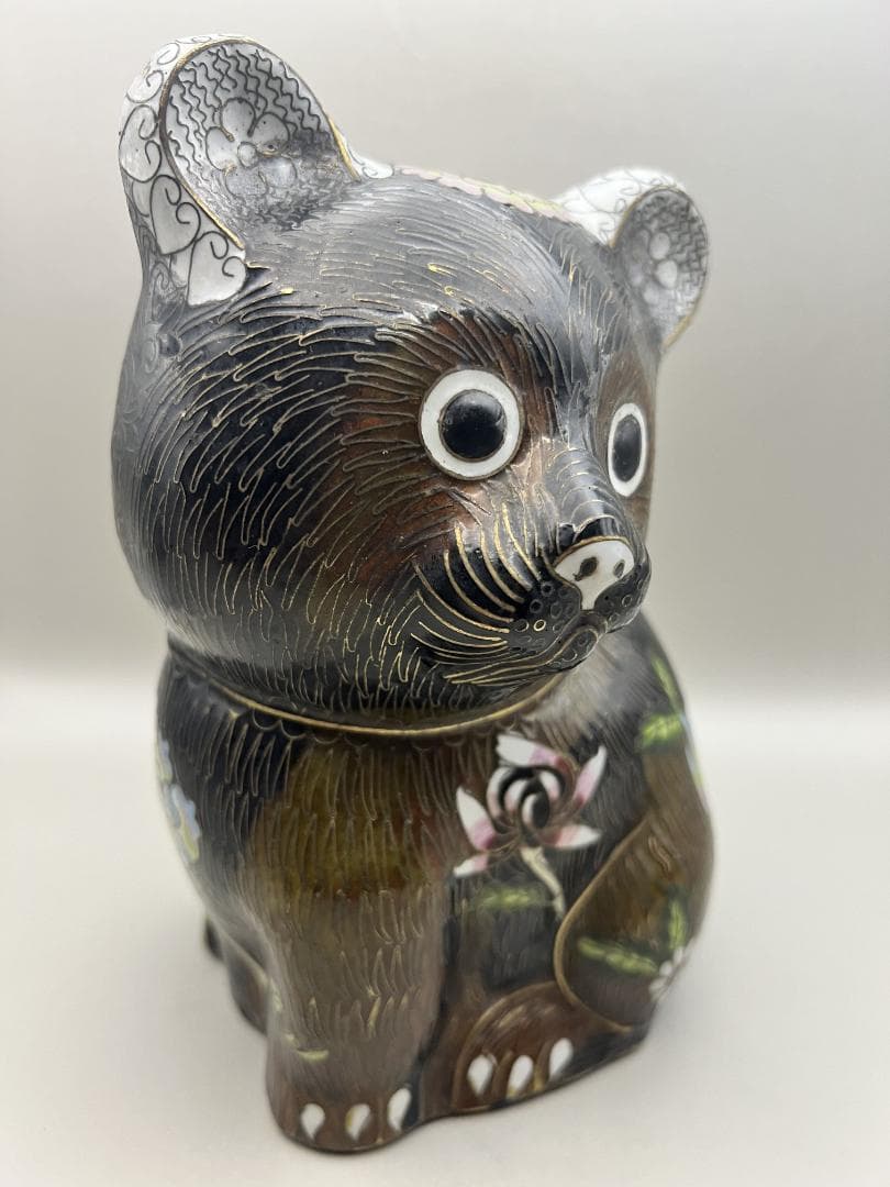 【海】七宝銅胎琺瑯　可愛子犬　古銅 時代品 骨董品　中国美術品