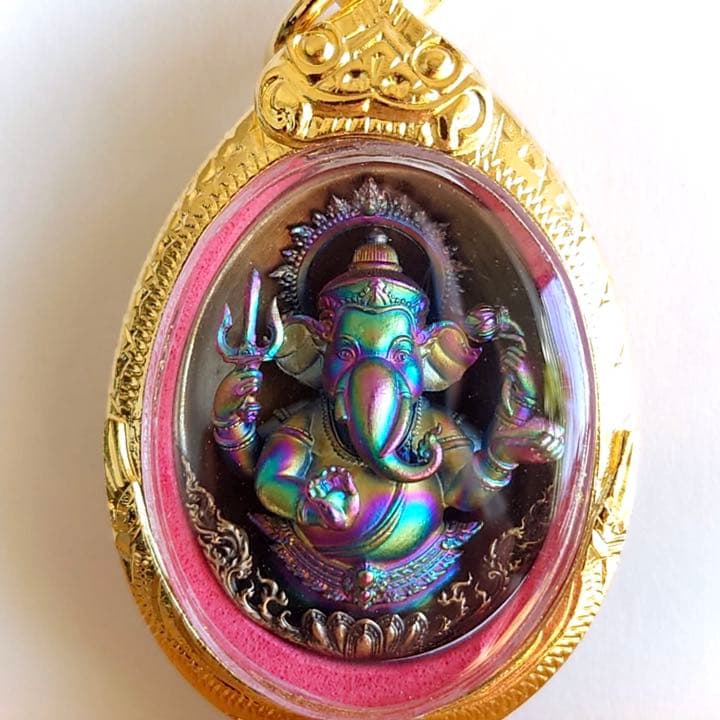 プラクルアン　神聖ガネーシャ様　虹バージョン　微小金枠　限定ボックス付　幸運金運