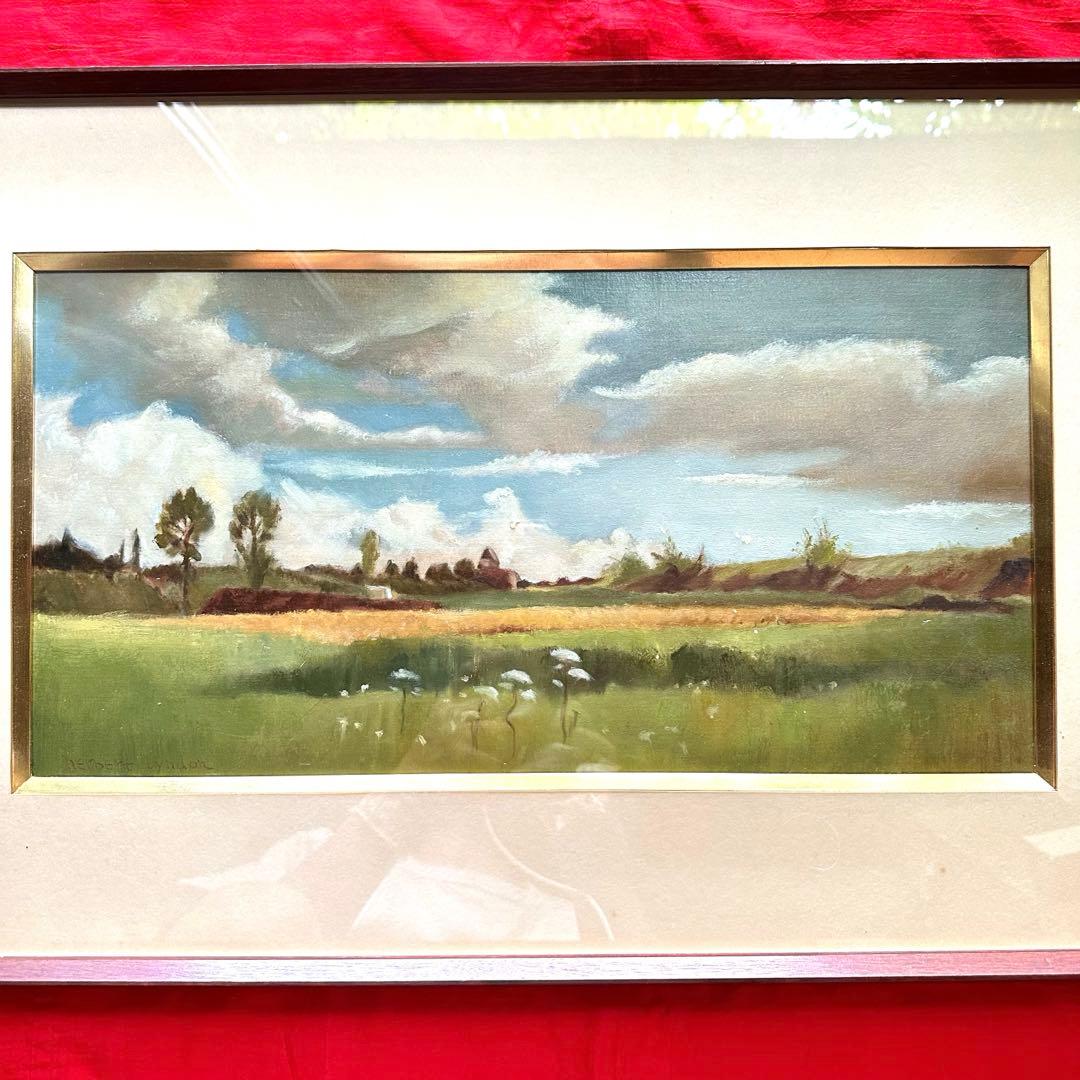 2114様感謝‼️麦‼️大地の恵み肉筆フランス麦畑‼️「五月の麦畑」ランドン作油彩画