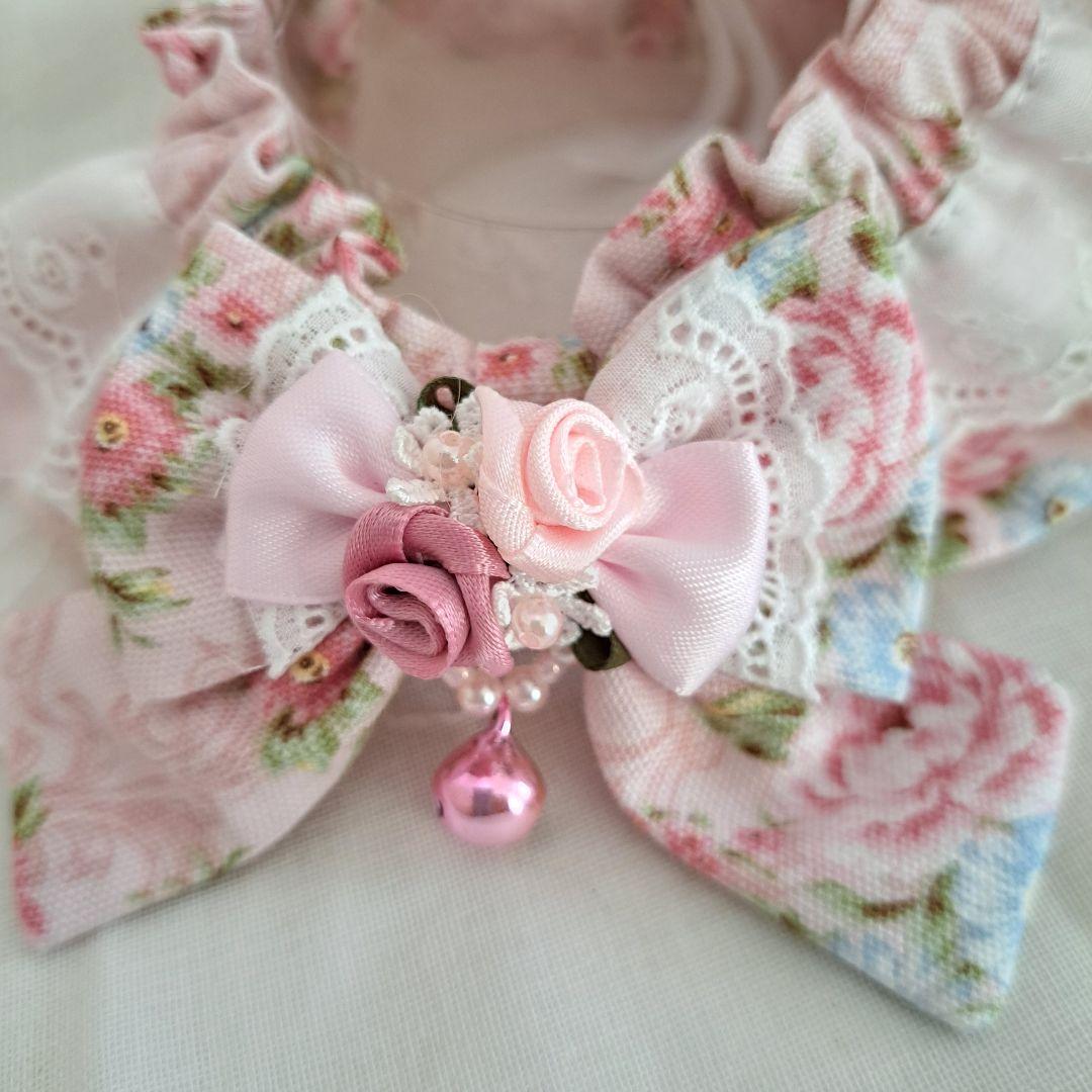 幅広シュシュ(ピンクローズ)わんちゃん猫ちゃん用