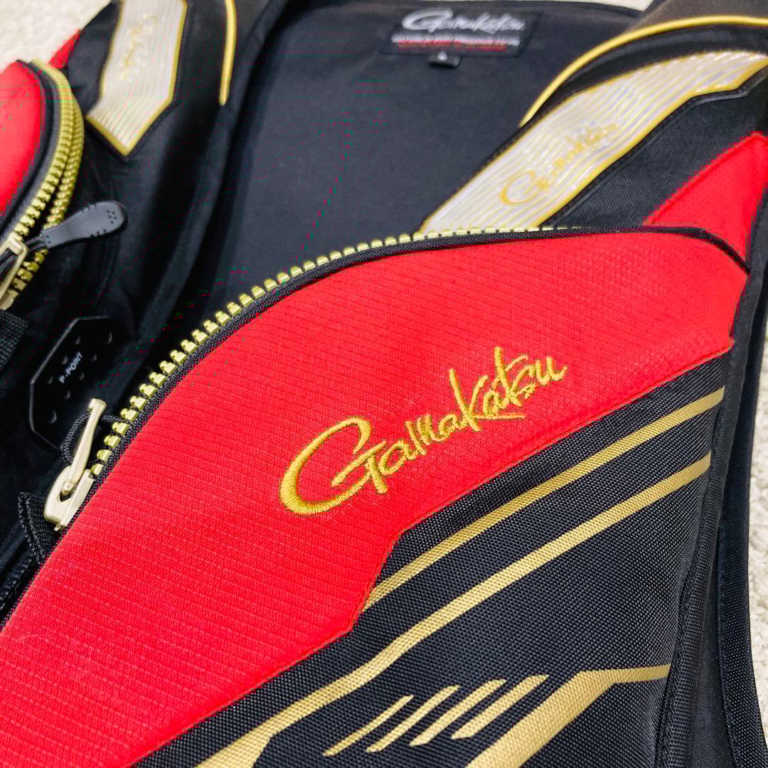 がまかつ　フローティングベスト　GM-2180 黒×赤×金　Lサイズ