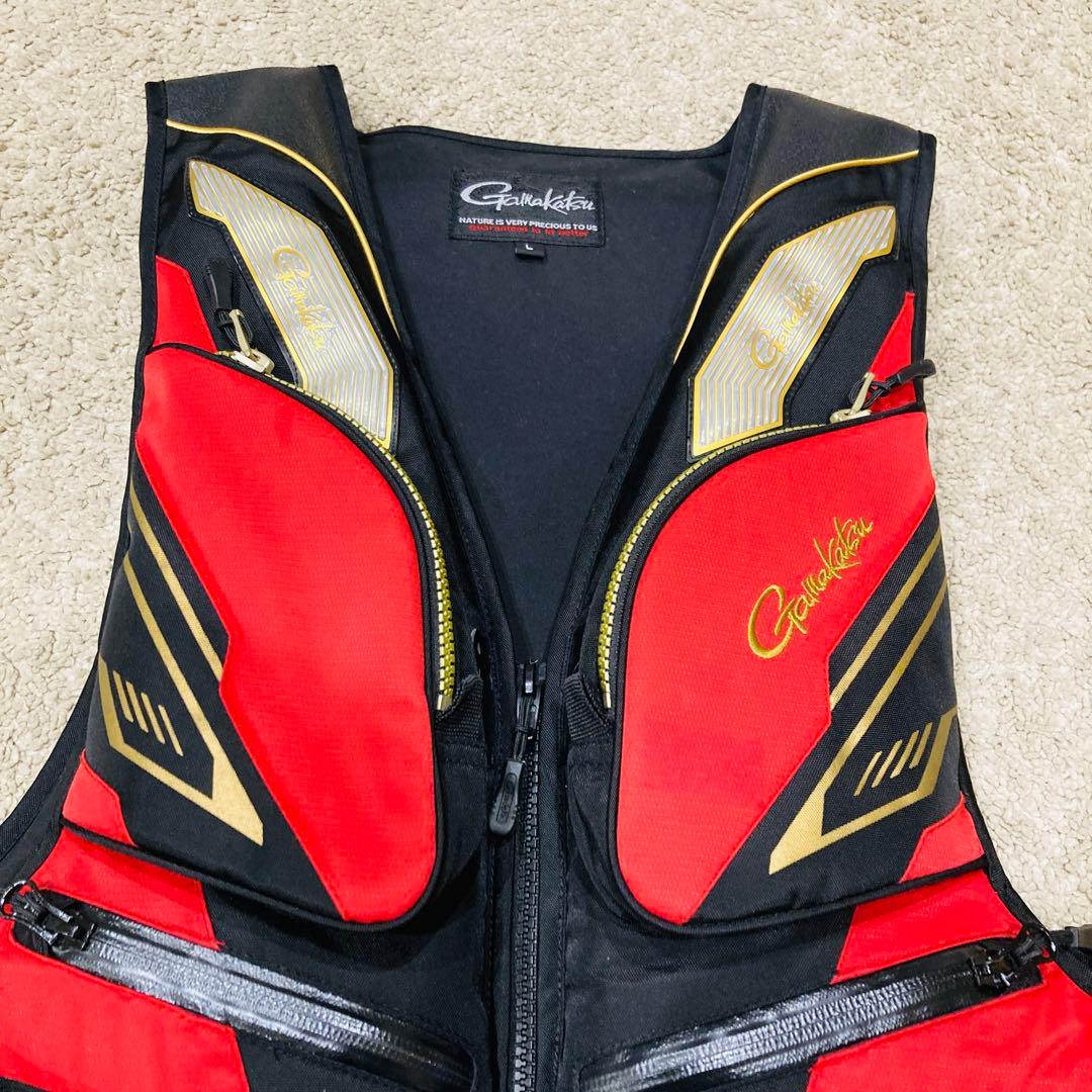 がまかつ　フローティングベスト　GM-2180 黒×赤×金　Lサイズ