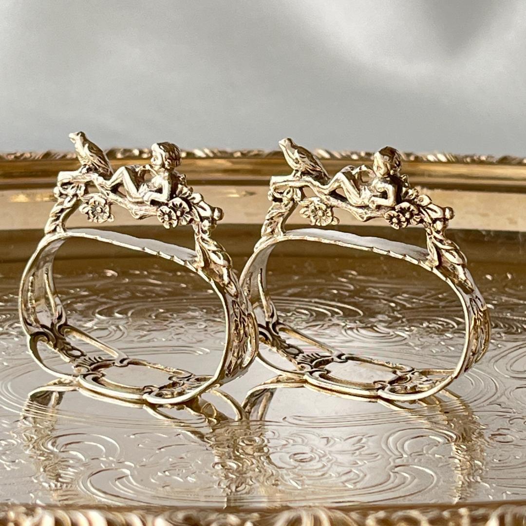 【ALBO】天使と鳥のナプキンリング　2個【純銀】