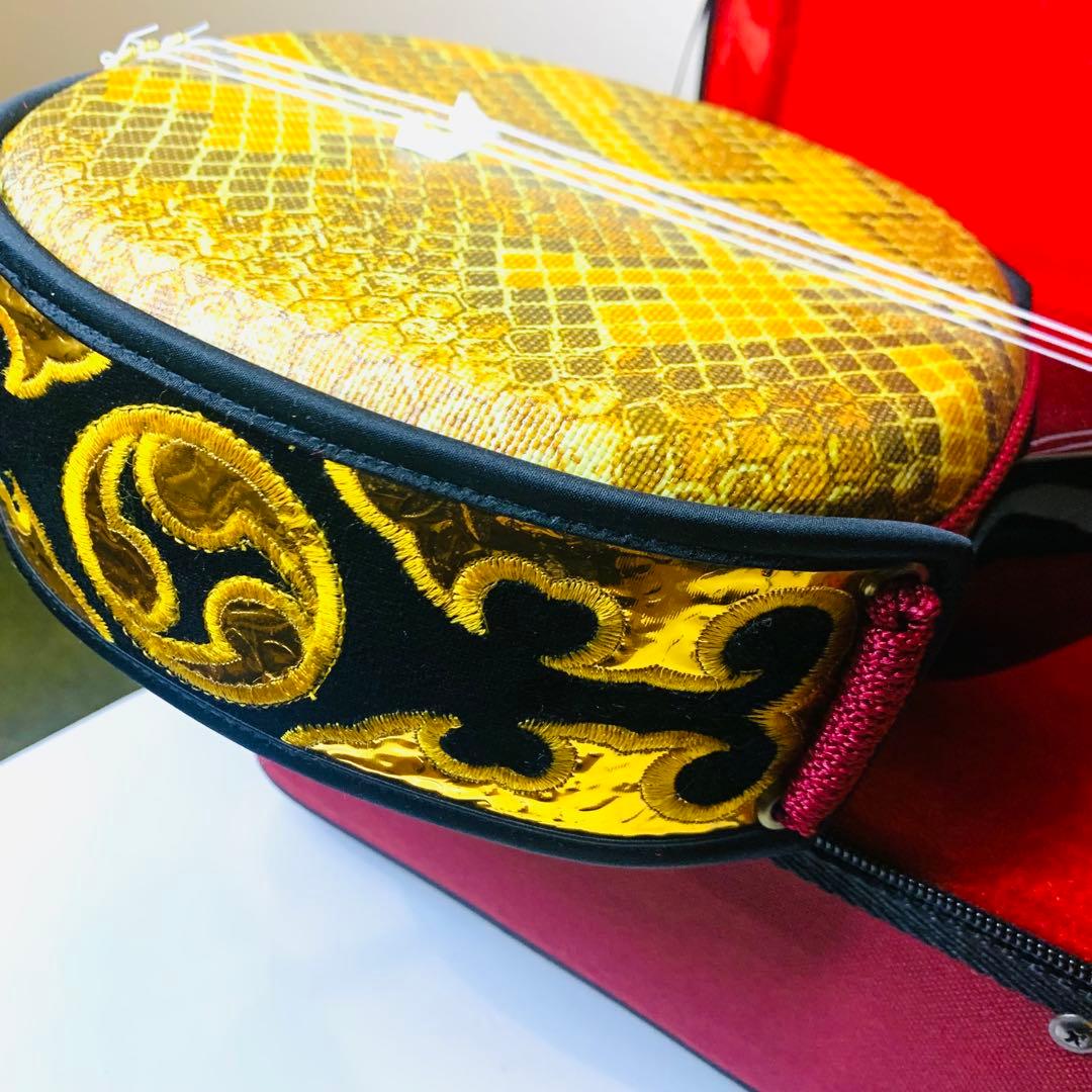 【美品】三線 沖縄 人工皮 蛇革 蛇皮 ハードケース付 初心者向け 和楽器