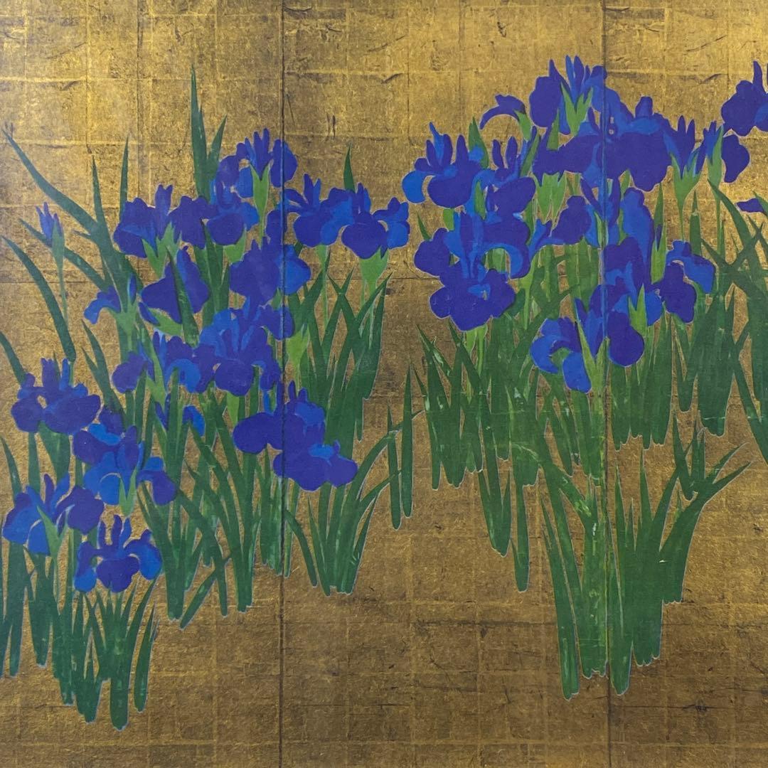 5098■尾形光琳 燕子花図 複製品 額装 左隻