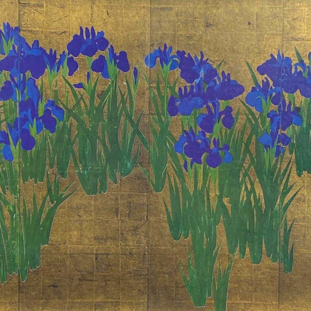 5098■尾形光琳 燕子花図 複製品 額装 左隻