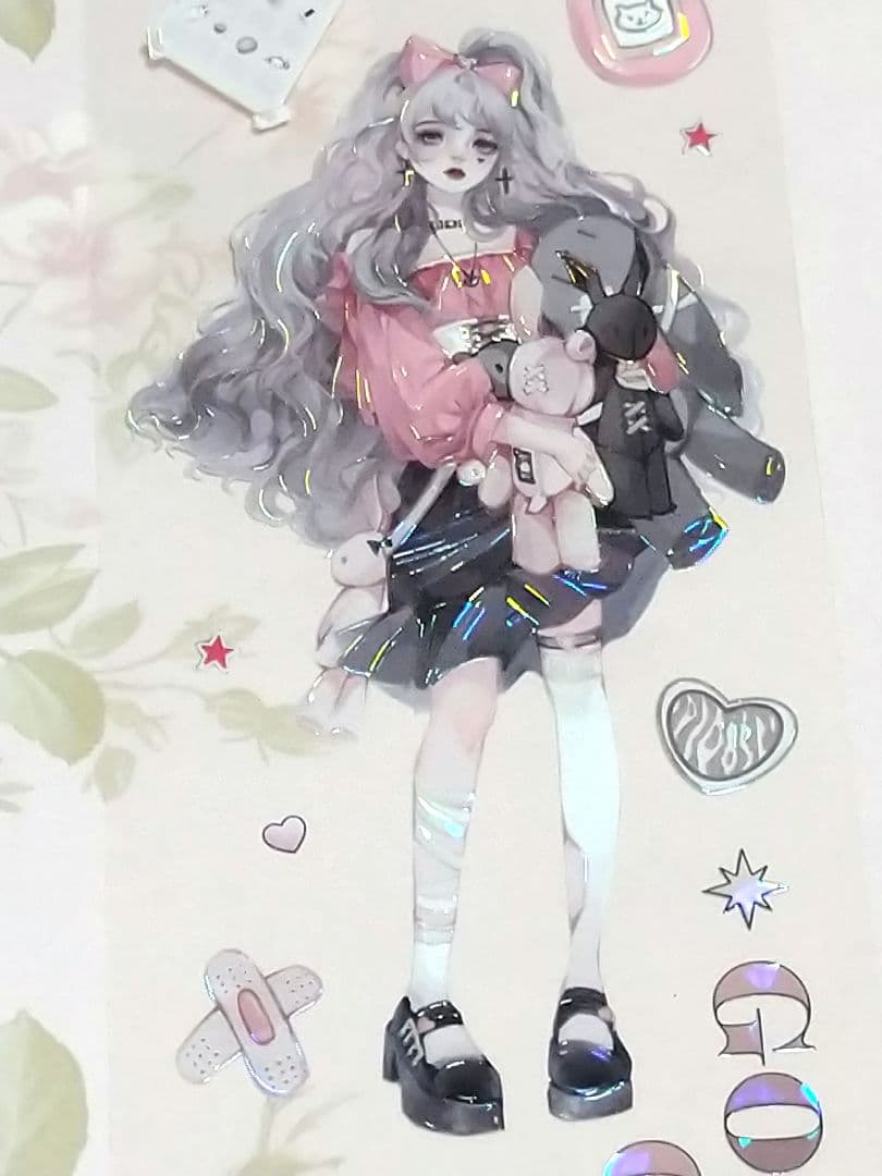 J1091＃落日频率(贝壳光)冰川切り売り海外人物マステ女の子