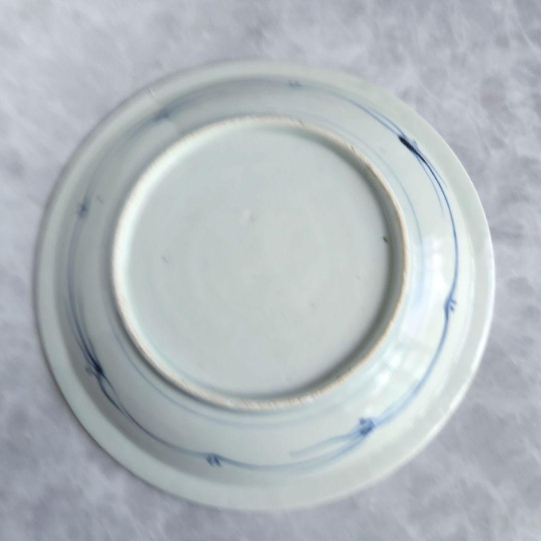 古伊万里　花唐草　七寸皿　江戸時代　染付　蛸唐草　金直し　金継ぎ　アンティーク