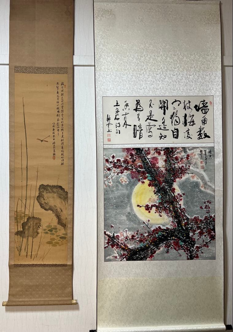 まとめて45本 佛画 中国複製画　山水 花鳥　人物など　（捲り付）送料込み！