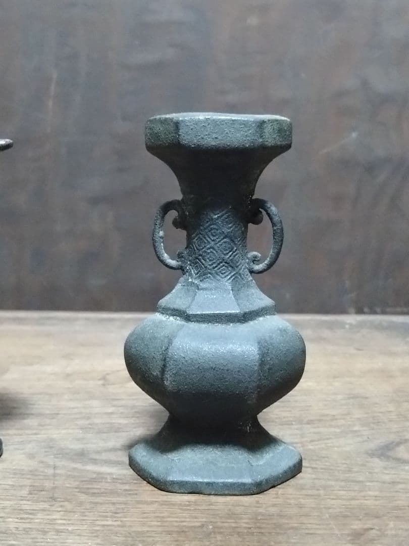 胡銅花器　２点　唐物　古銅　文房具　水滴　硯屏　室町　明　中国美術