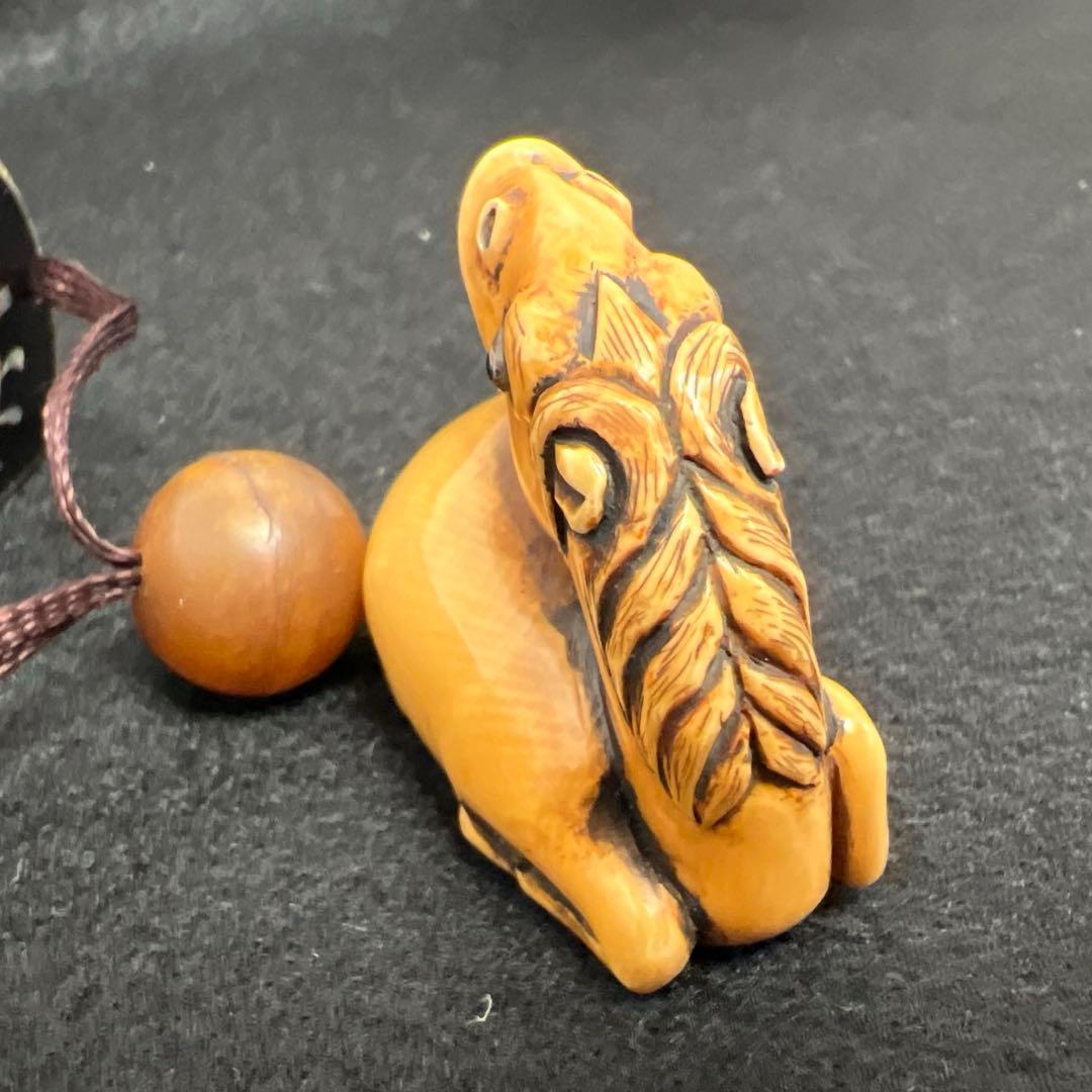 江戸時代　極上螺鈿花鳥図提物、極上馬根付　66g 東Y8-0122☆2Fトニサ