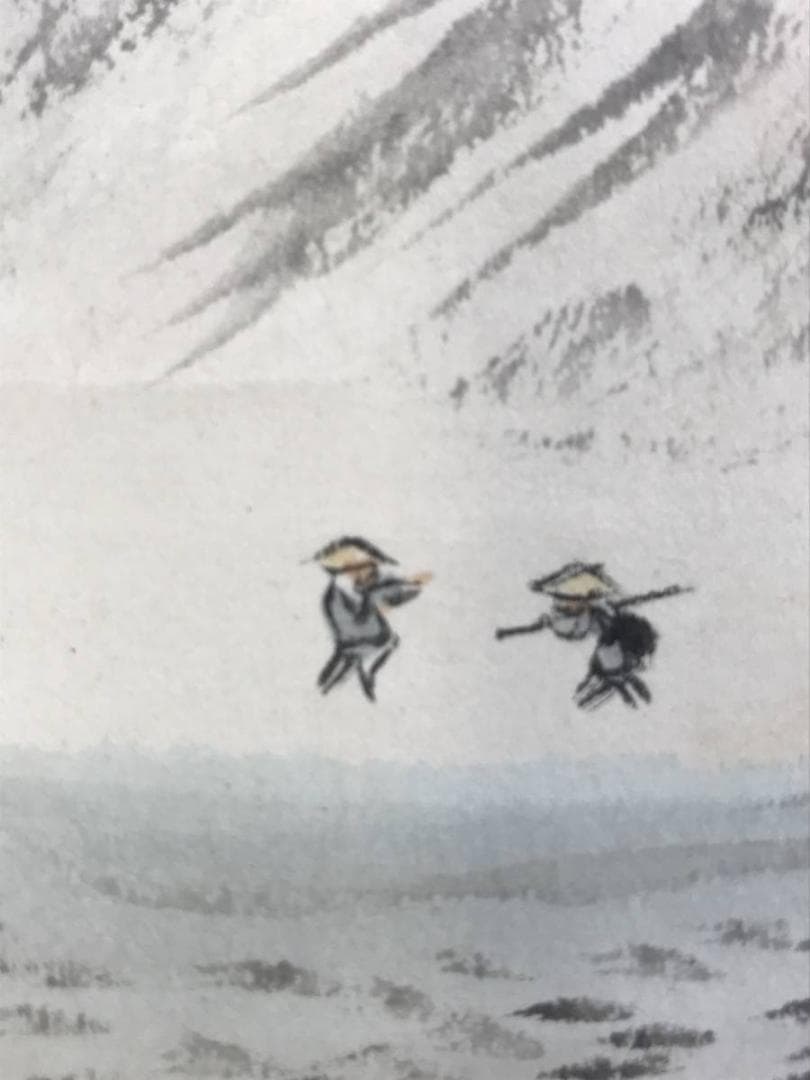 真作/矢野橋村/江山清趣図/山水図/横物/掛軸/名家伝来/AE-256