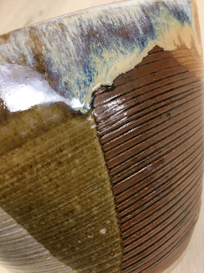 S302松古窯 佐久間勝山作 高取秞水指 共箱 茶道具