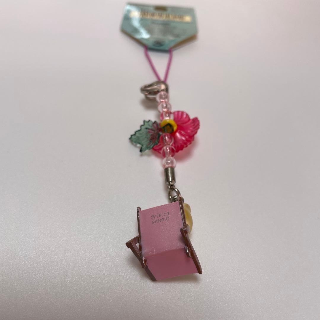【美品】ハローキティ 根付 ハイビスカス 日焼け ビーチチェア ストラップ