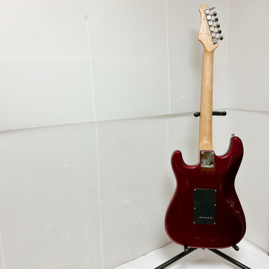 美品 Mavis 初心者向けエレキギター レッド ミラータイプピックガード