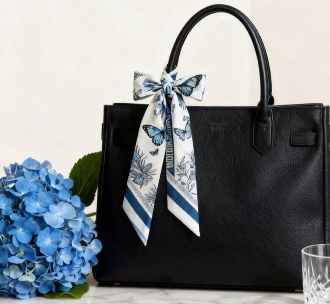 新品Dior ノベルティ シルクミッツァ スカーフ ディオール ベビーブルー蝶々