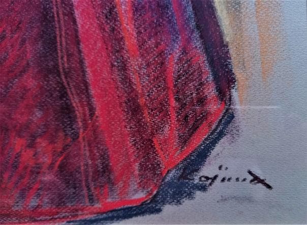 小島俊男 「紅雀の帽子」 パステル画 白日会員 総理大臣賞 師：小磯良平 大作!