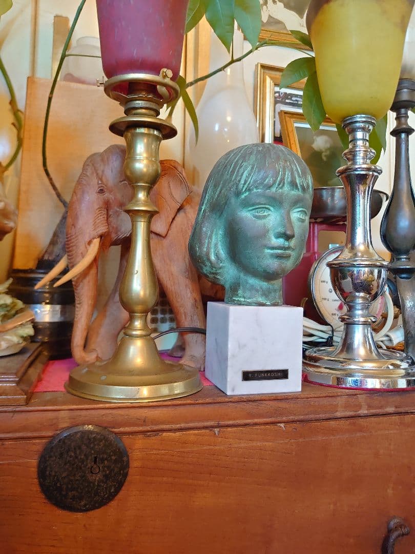 Y.FUNAKOSHI 少女「アンナ」ブロンズ頭像 大理石