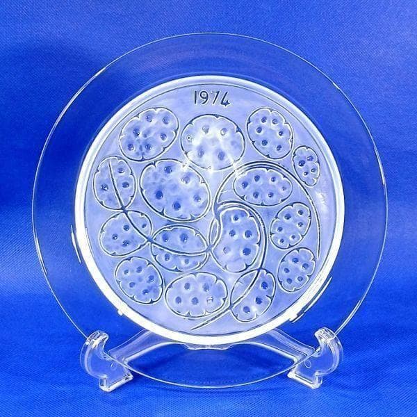 ラリック イヤープレート 銀貨 クリスタルガラス 飾り皿 フランス アンティーク