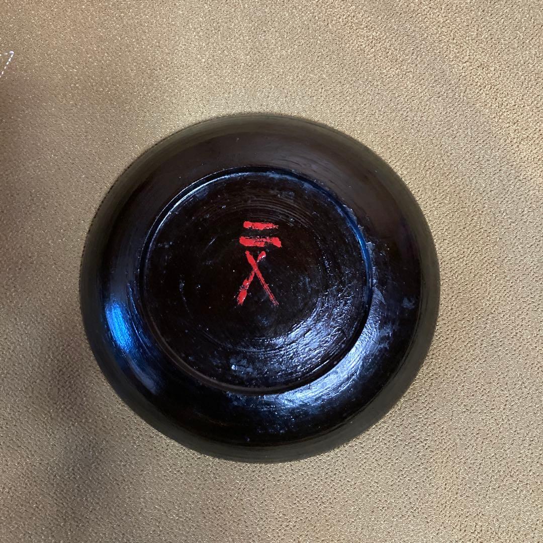 時代 根来塗 盆 5点 民芸（根来 伊万里） 15×2.5cm 木箱入り